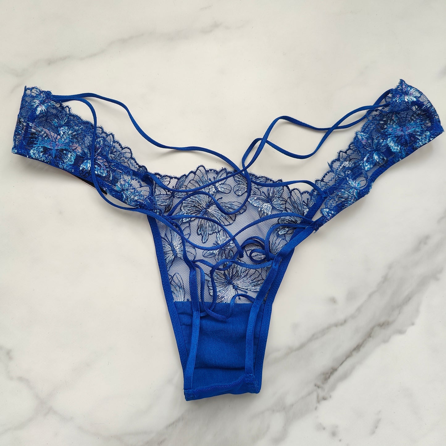 Very Sexy Butterfly Embroidery Strappy Open Back Panty