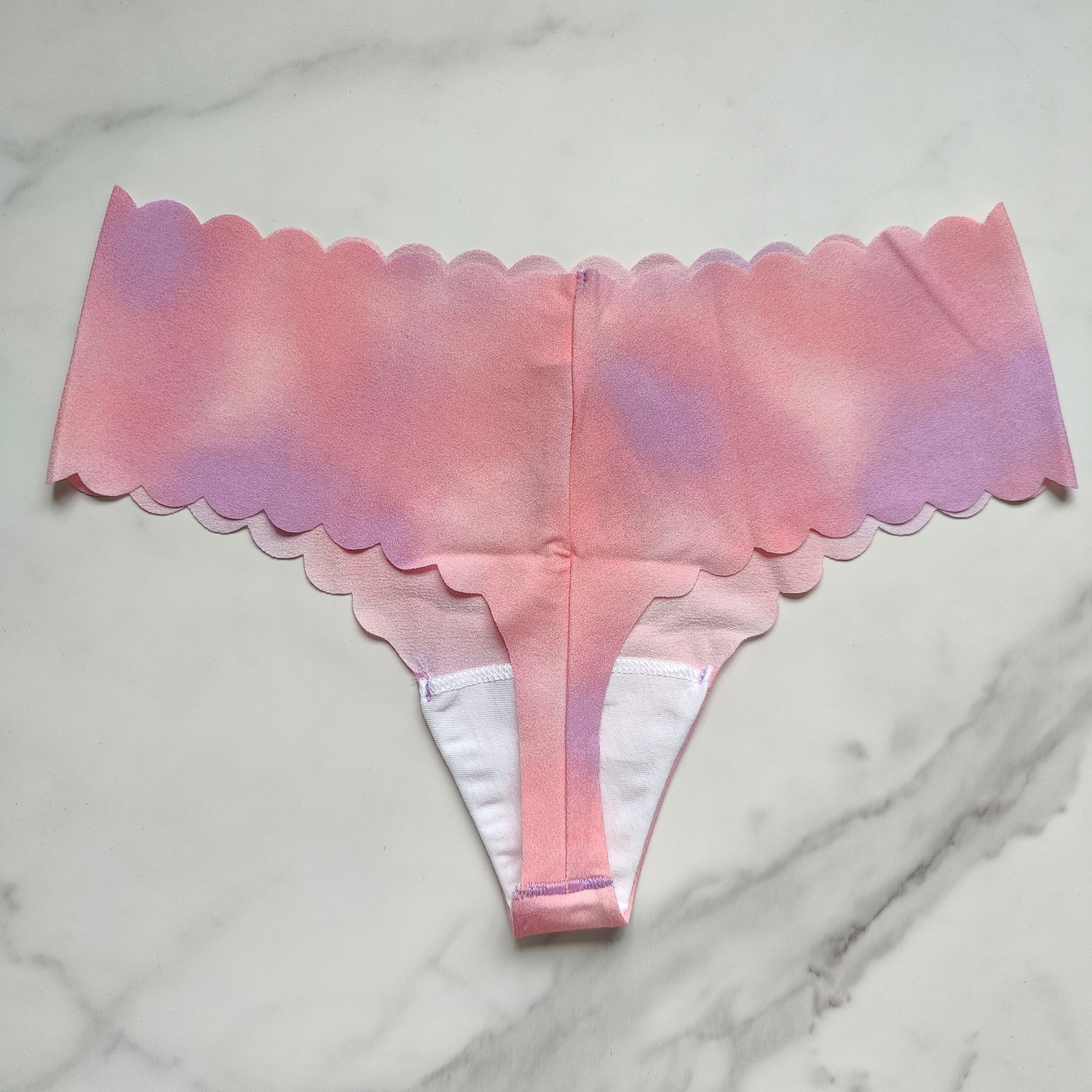 Scalloped No-Show Thong Panty