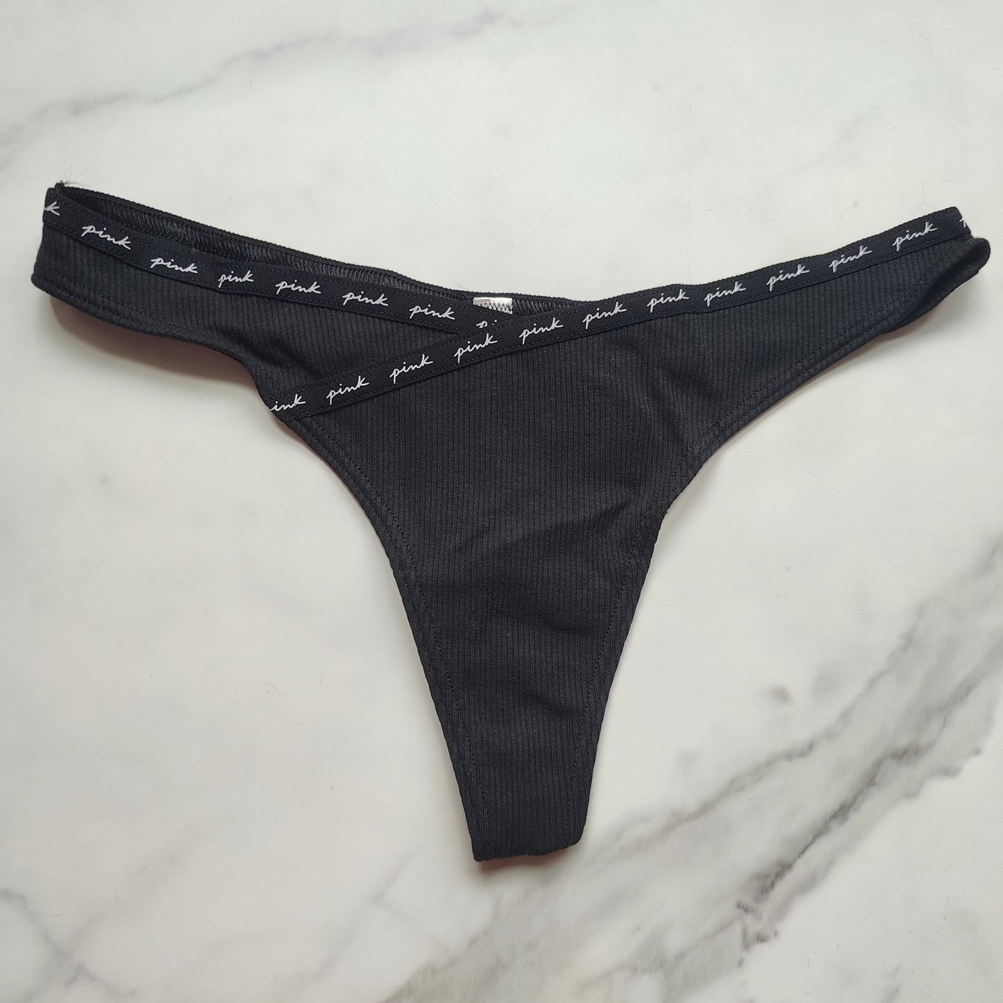 Rib Logo Cotton Thong Panty