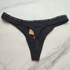 Rib Logo Cotton Thong Panty
