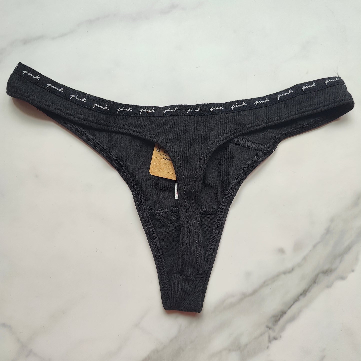 Rib Logo Cotton Thong Panty