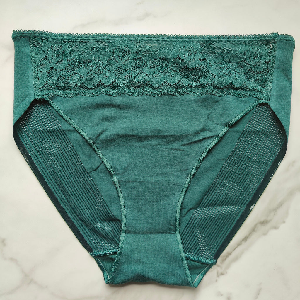 Vanishing Edge Cotton Blend with Lace High Leg Panty