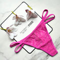 Flocked Mesh Logo Thong Panty