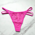 Flocked Mesh Logo Thong Panty
