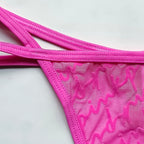 Flocked Mesh Logo Thong Panty