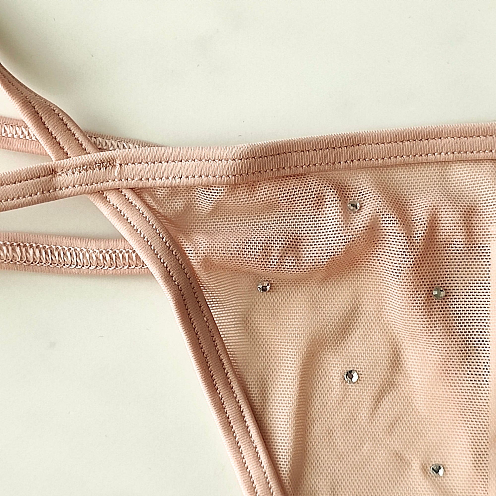 Shine Detail Mesh Thong Panty