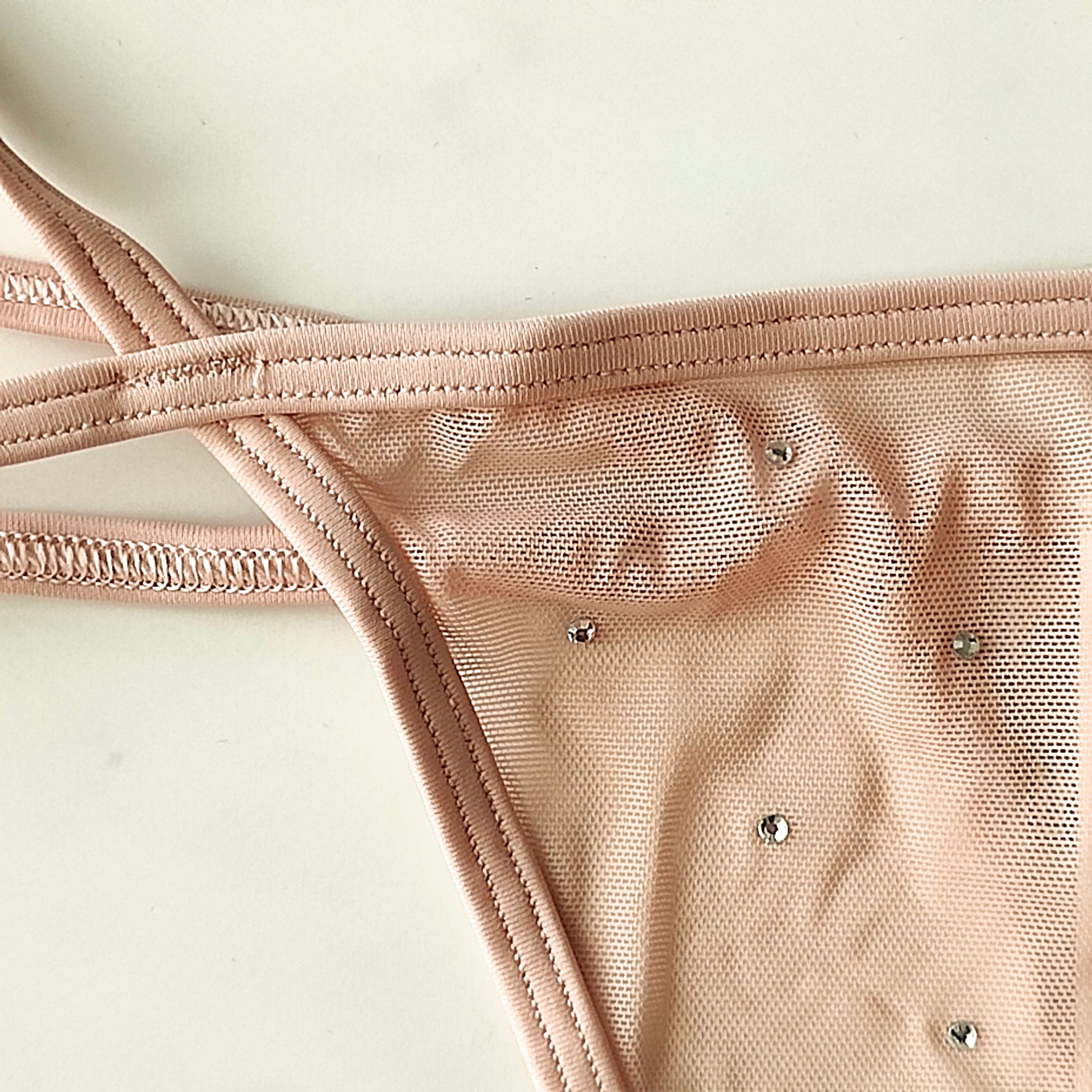 Shine Detail Mesh Thong Panty