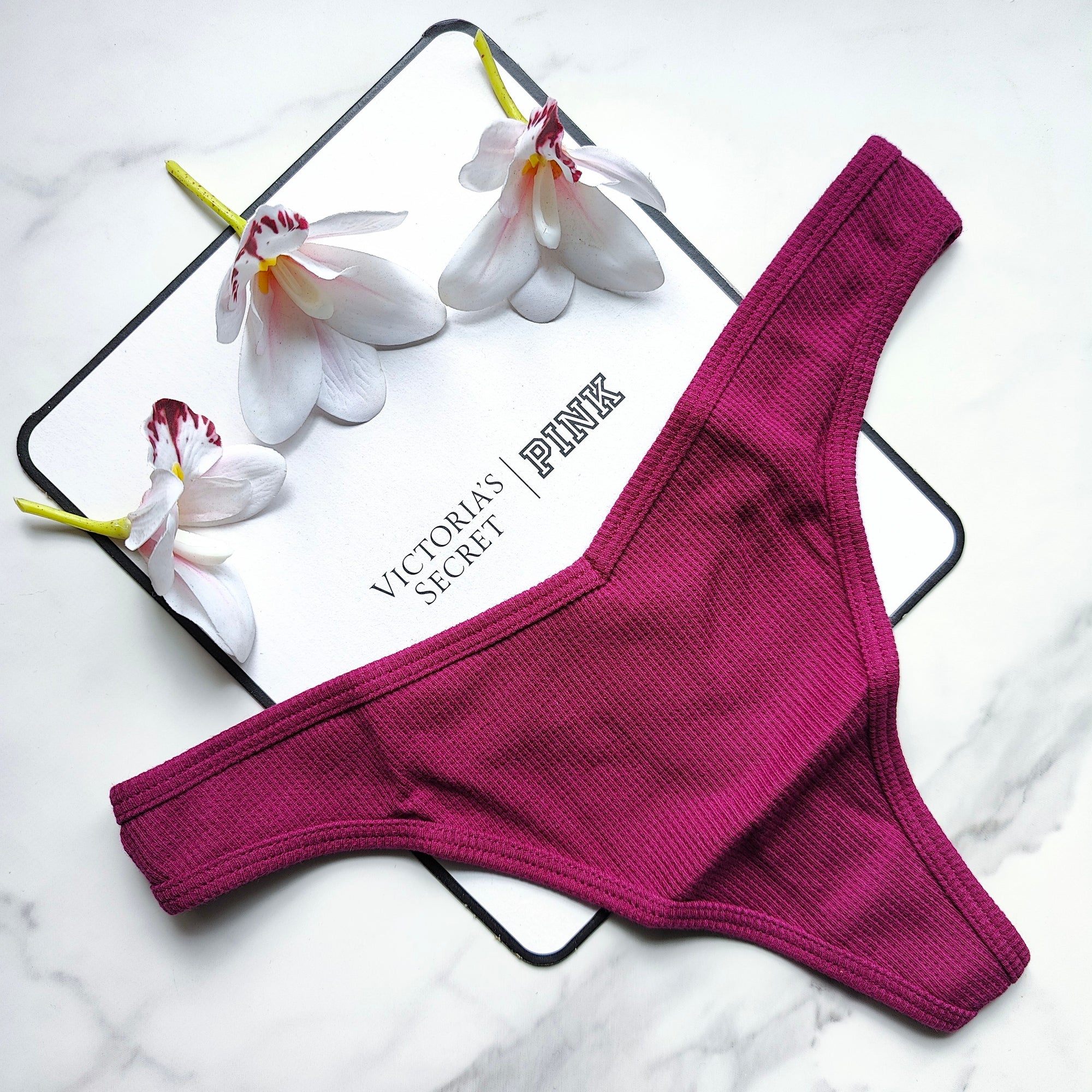 Waffle Cotton Thong Panty