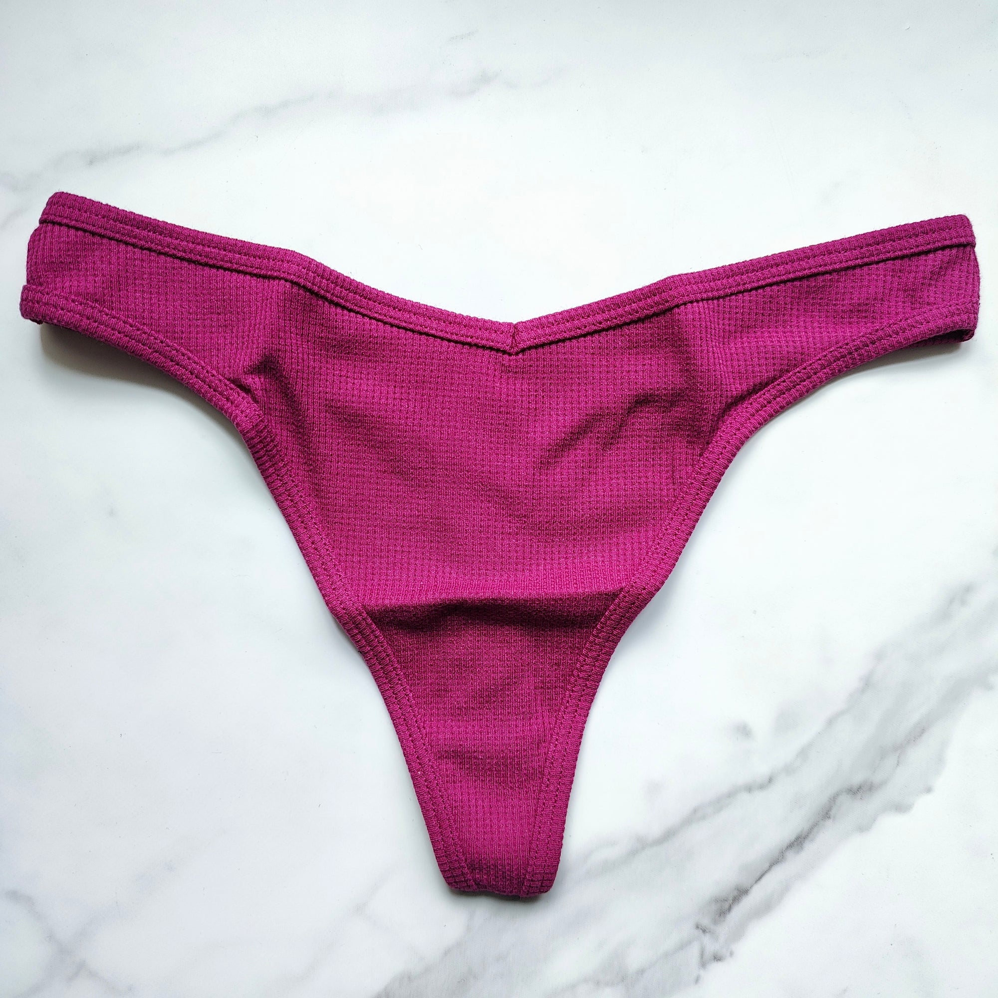 Waffle Cotton Thong Panty