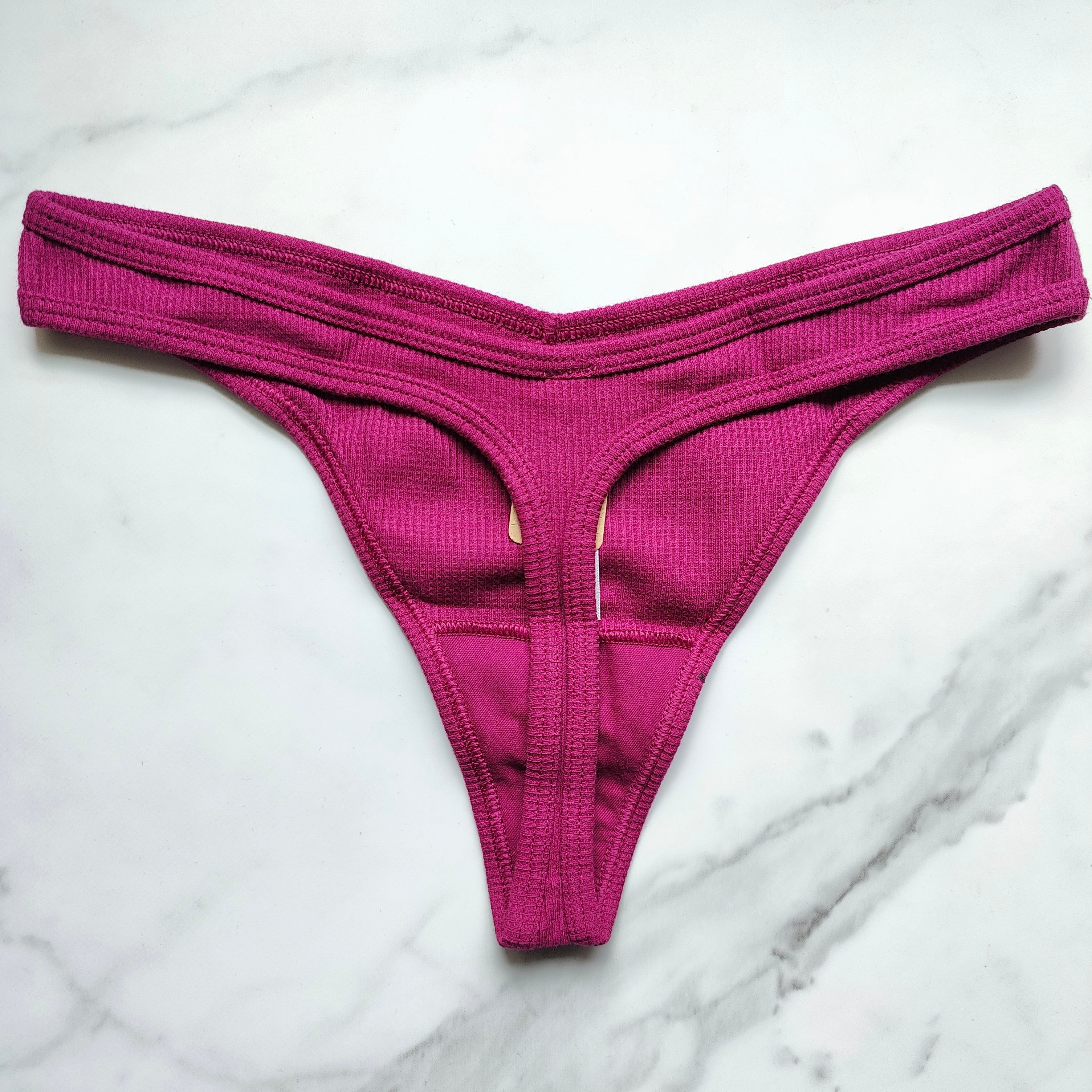 Waffle Cotton Thong Panty
