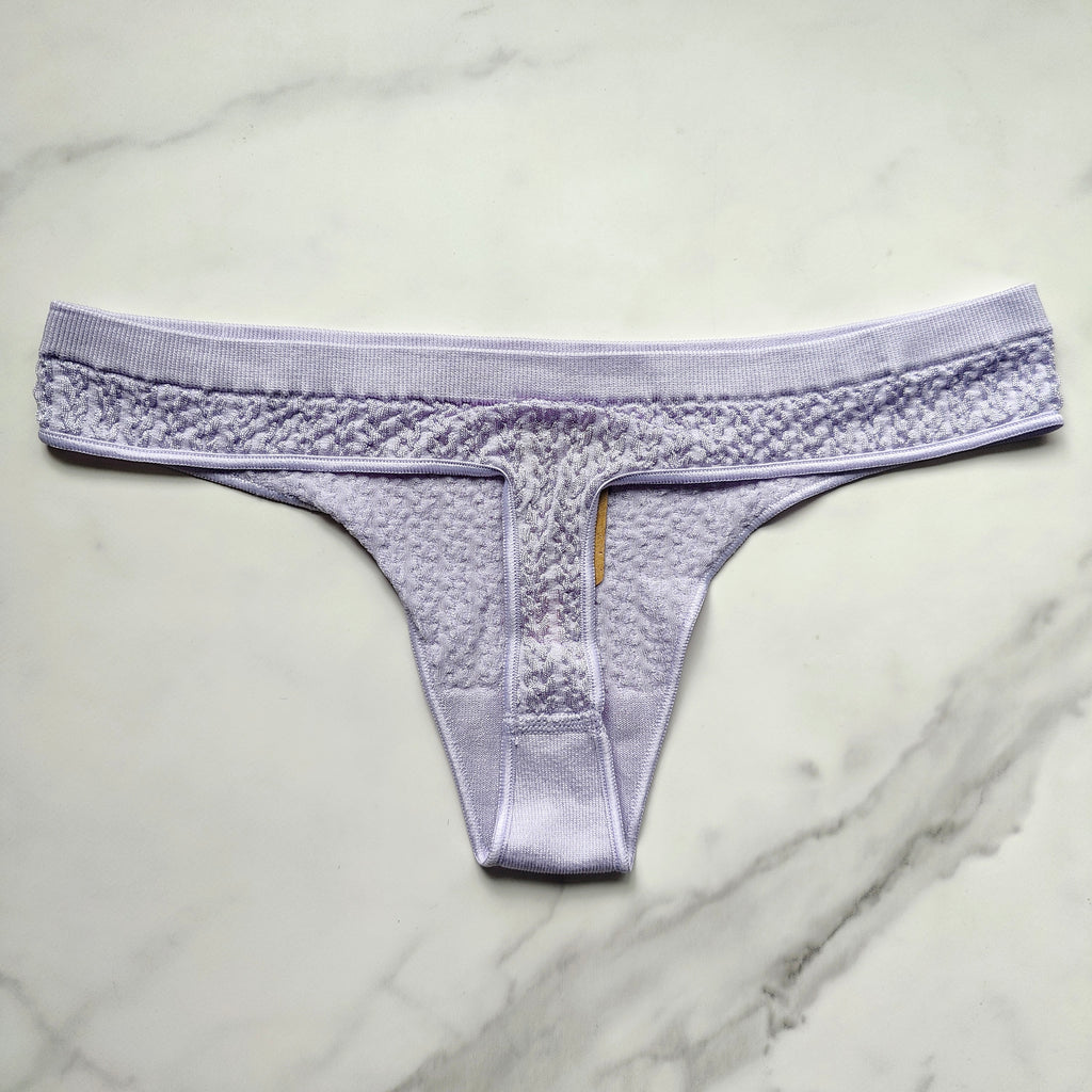 Cable Knit Seamless Thong Panty