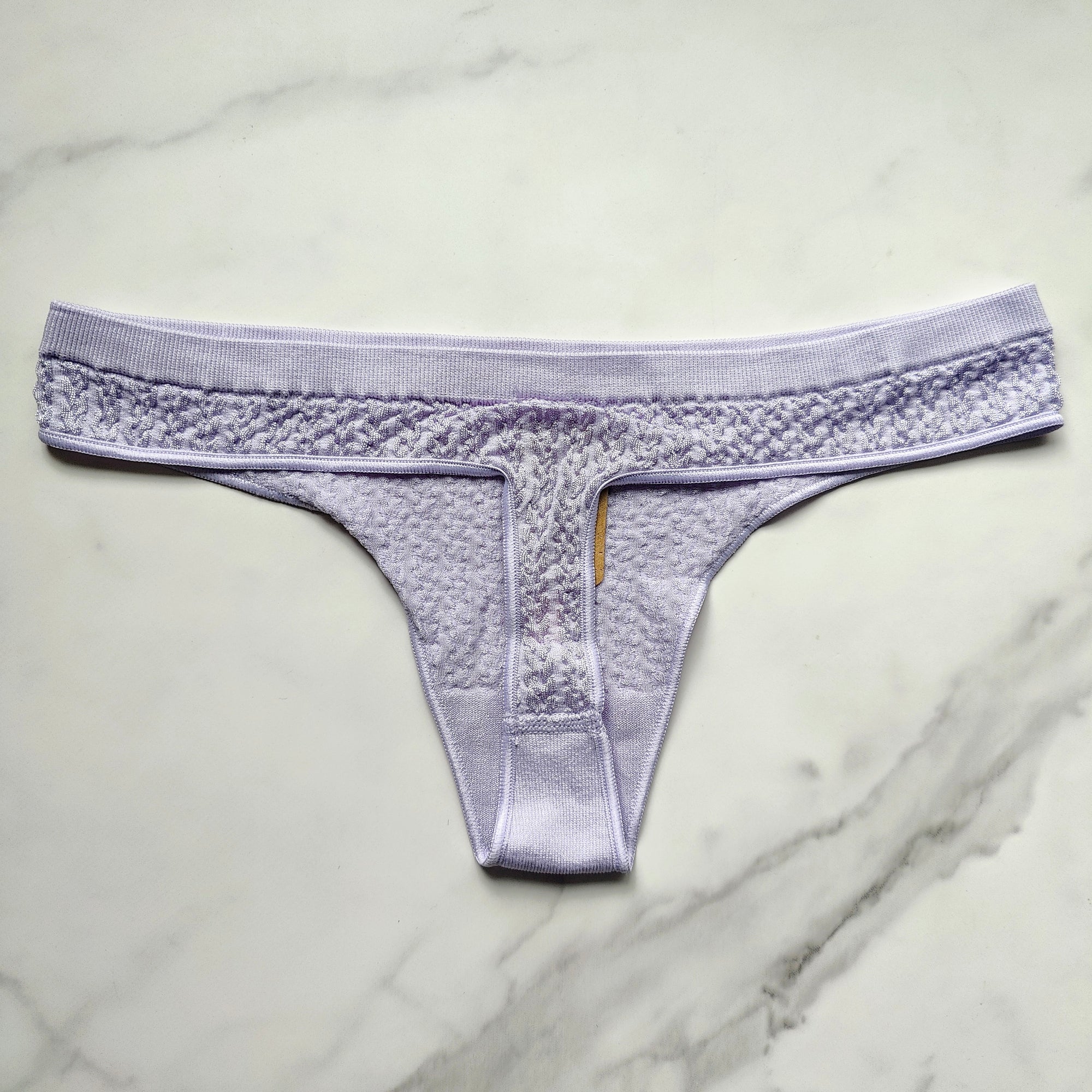 Cable Knit Seamless Thong Panty