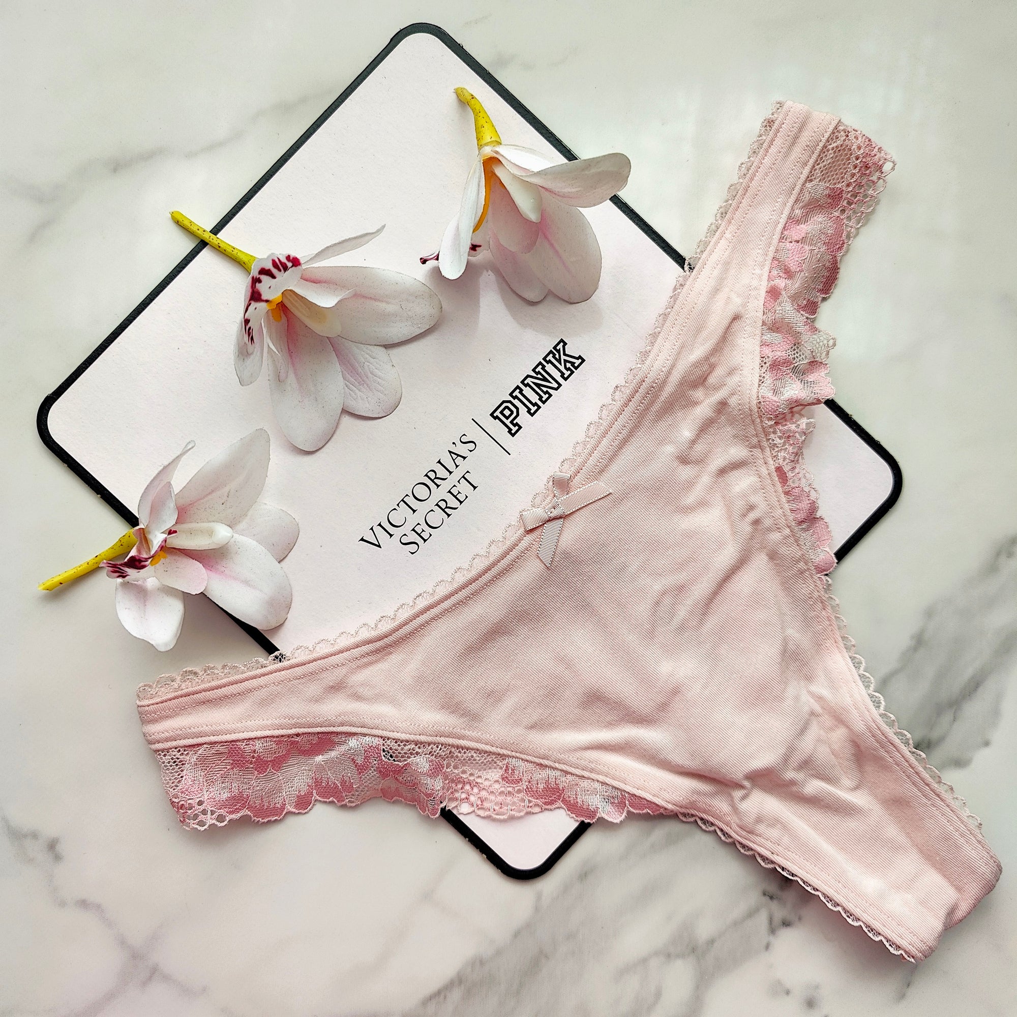 Stretch Cotton Lace-Trim High-Leg Scoop Thong Panty