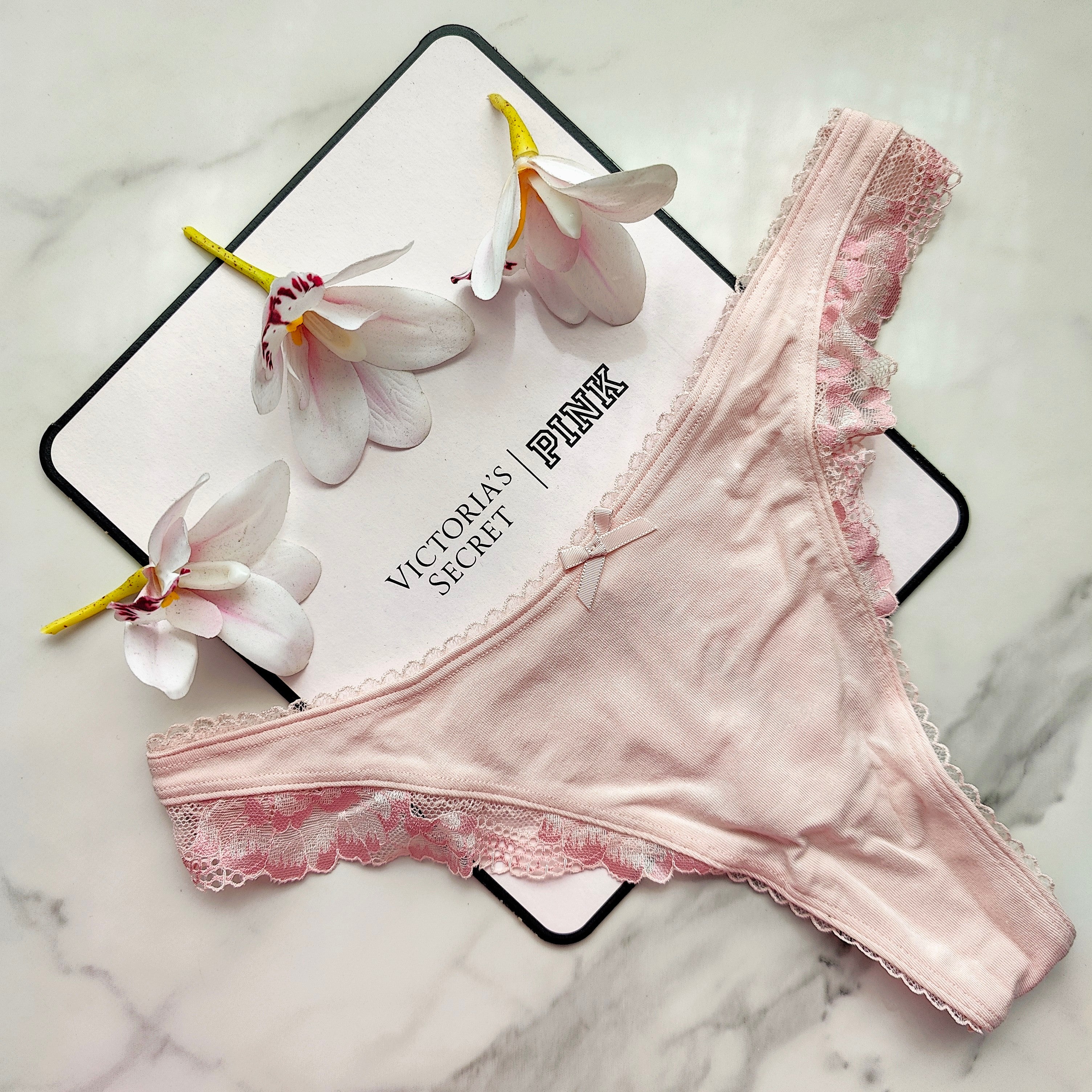 Stretch Cotton Lace-Trim High-Leg Scoop Thong Panty