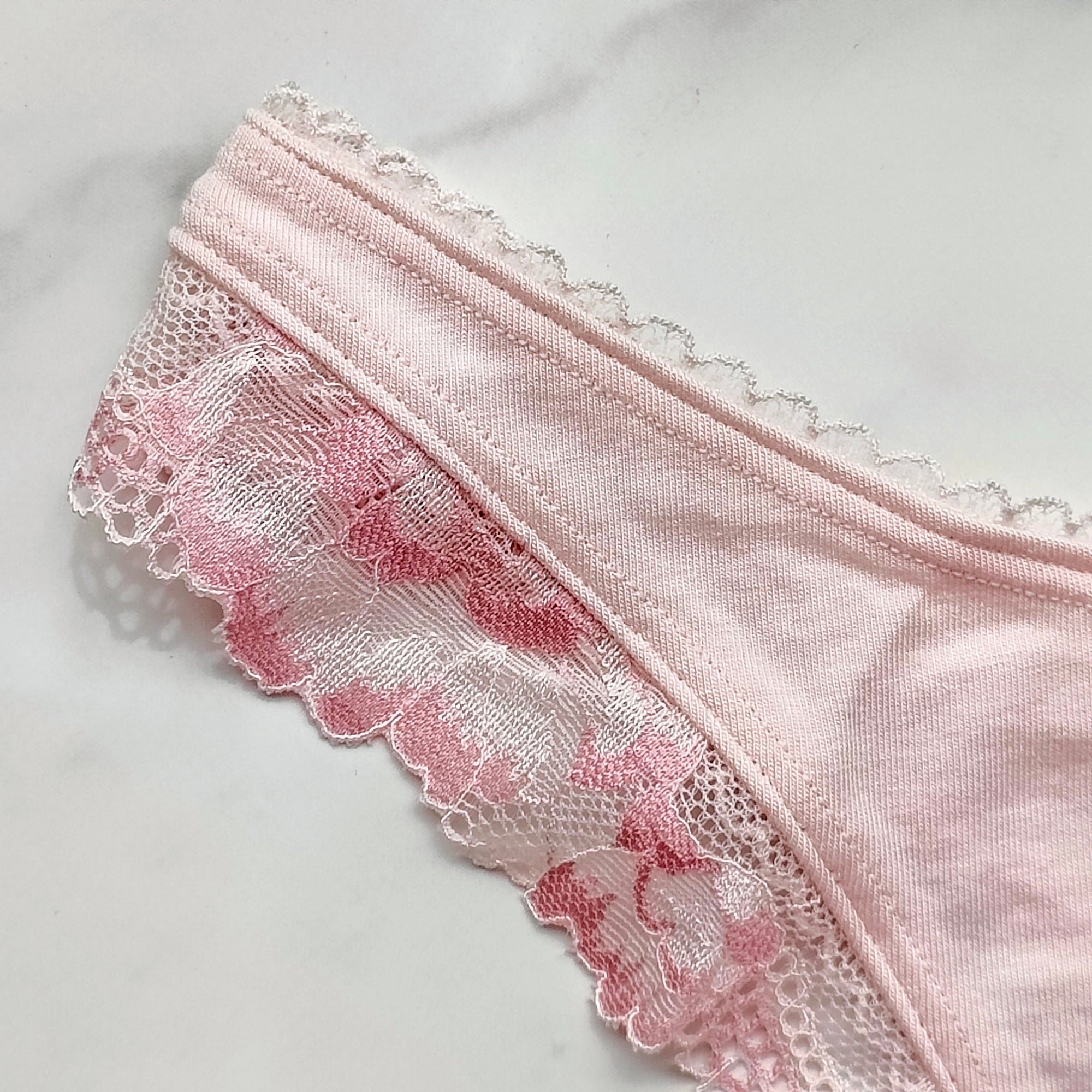 Stretch Cotton Lace-Trim High-Leg Scoop Thong Panty