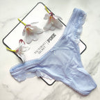 Stretch Cotton Lace-Trim High-Leg Scoop Thong Panty