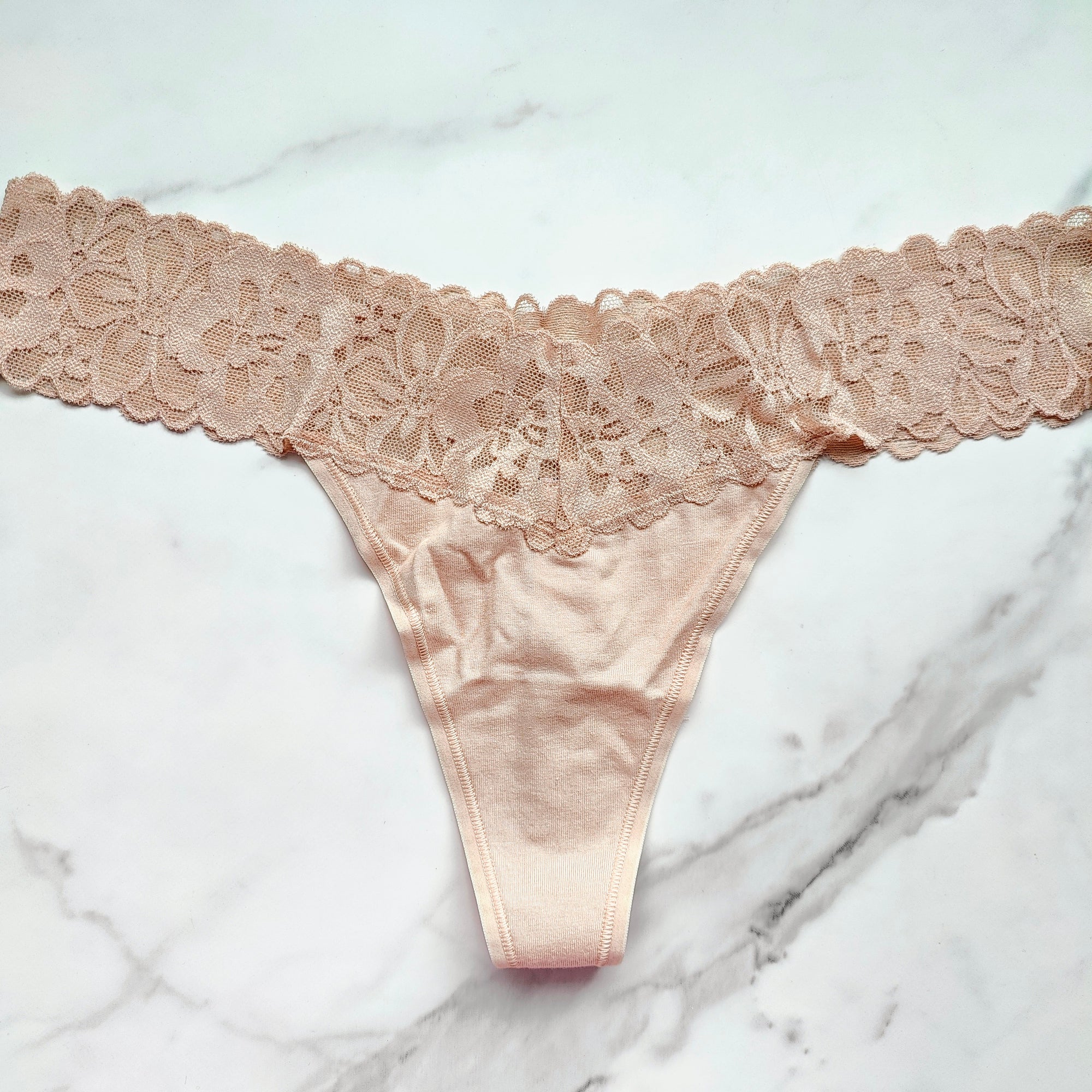 The Lacie Classic Lace Waist Cotton Thong Panty
