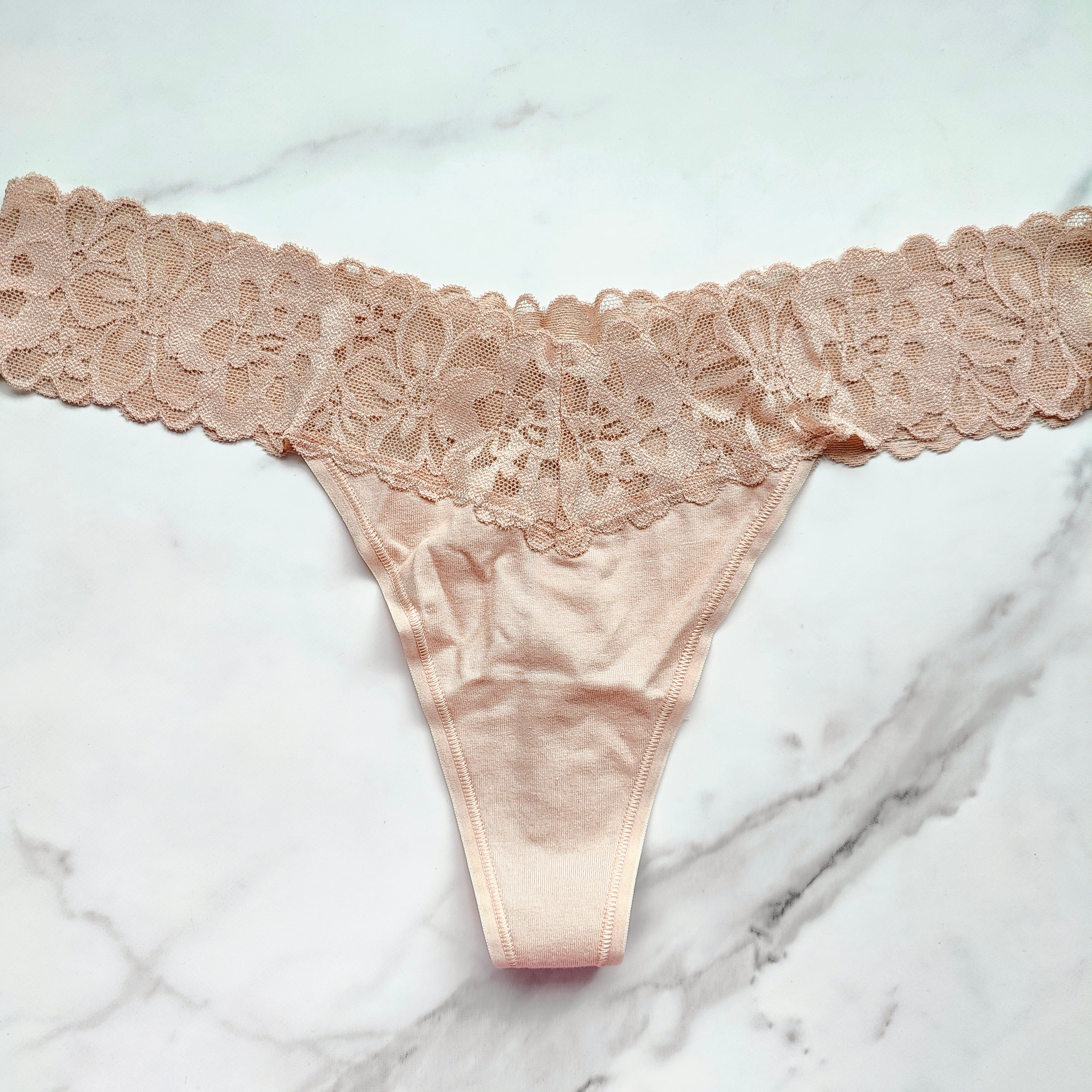The Lacie Classic Lace Waist Cotton Thong Panty
