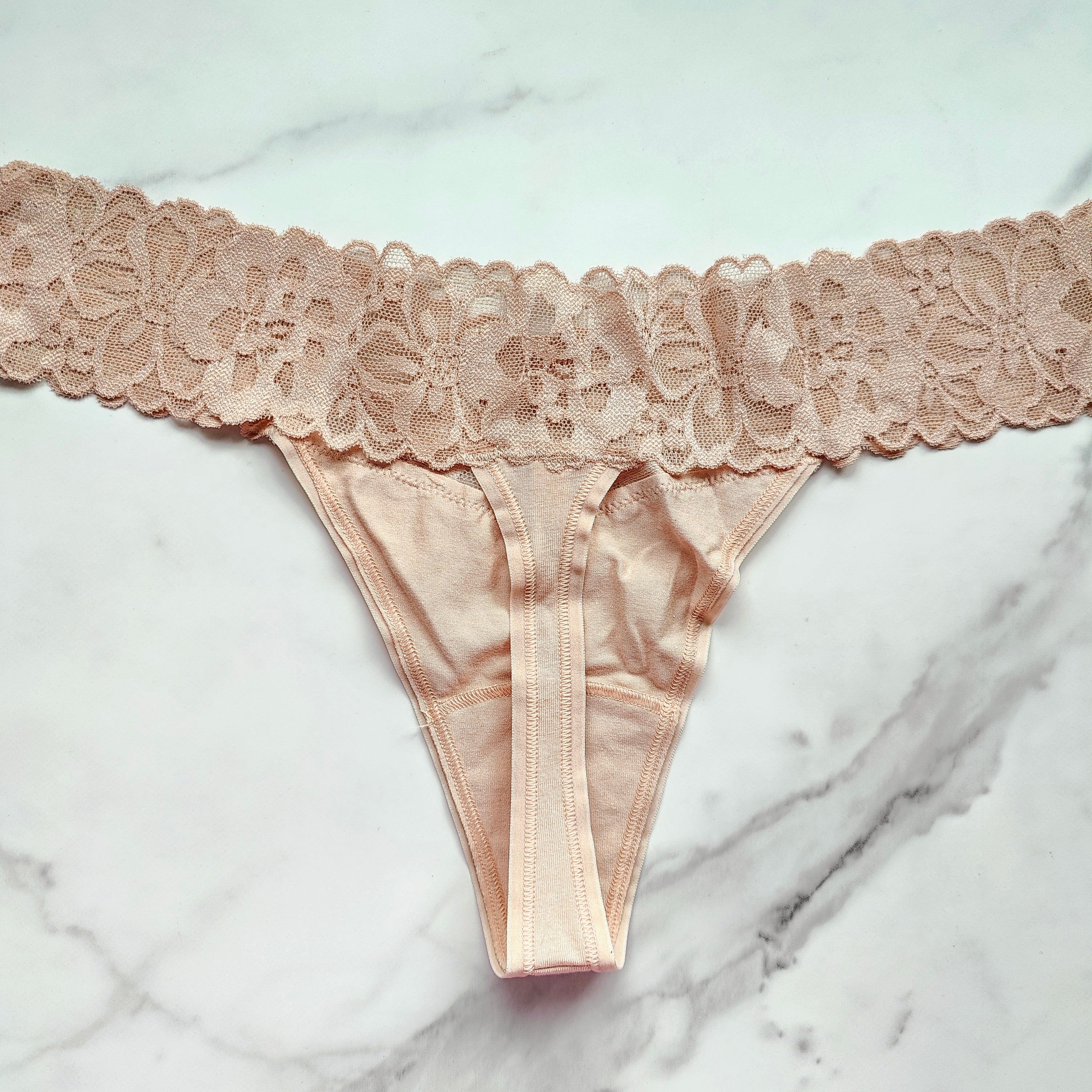 The Lacie Classic Lace Waist Cotton Thong Panty