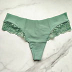 No-Show Lace-Trim Thong Panty