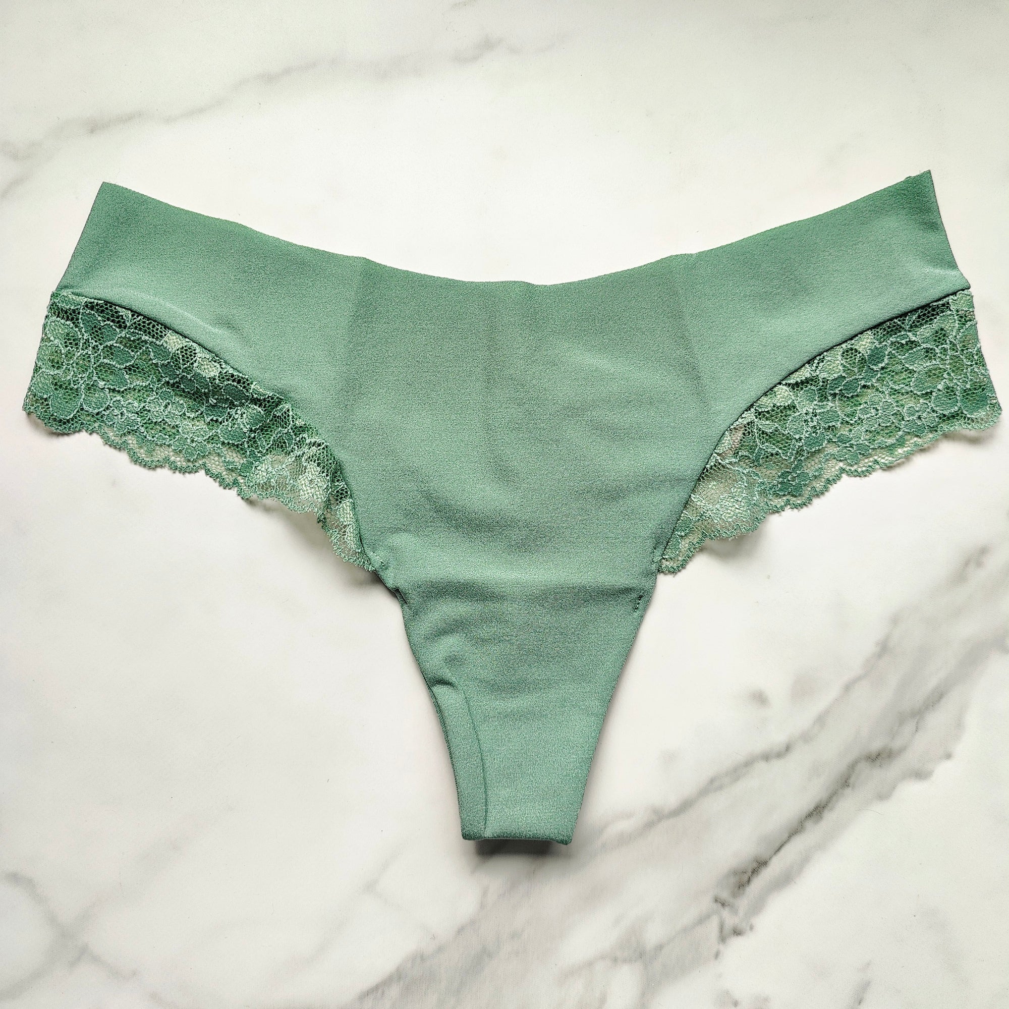 No-Show Lace-Trim Thong Panty