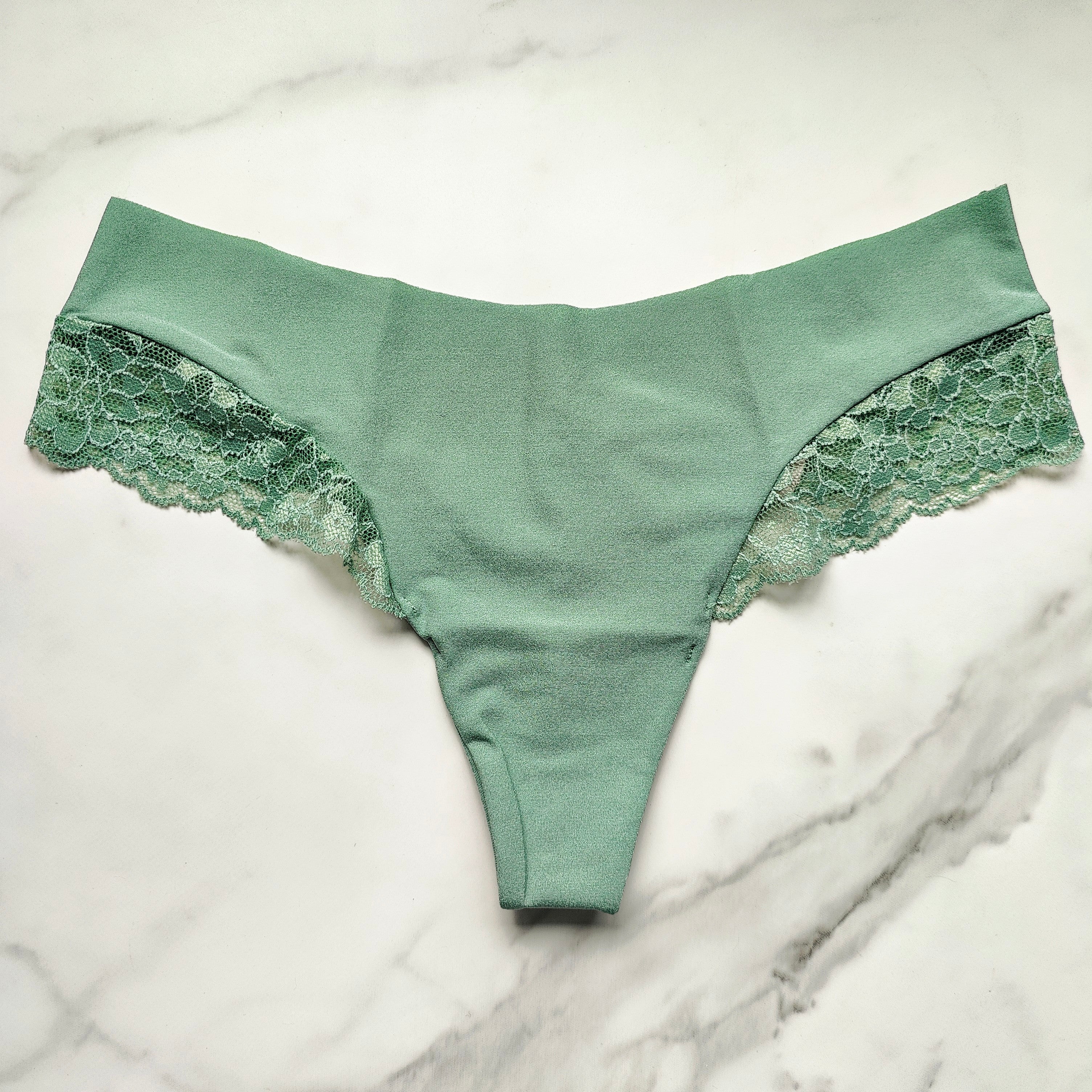 No-Show Lace-Trim Thong Panty