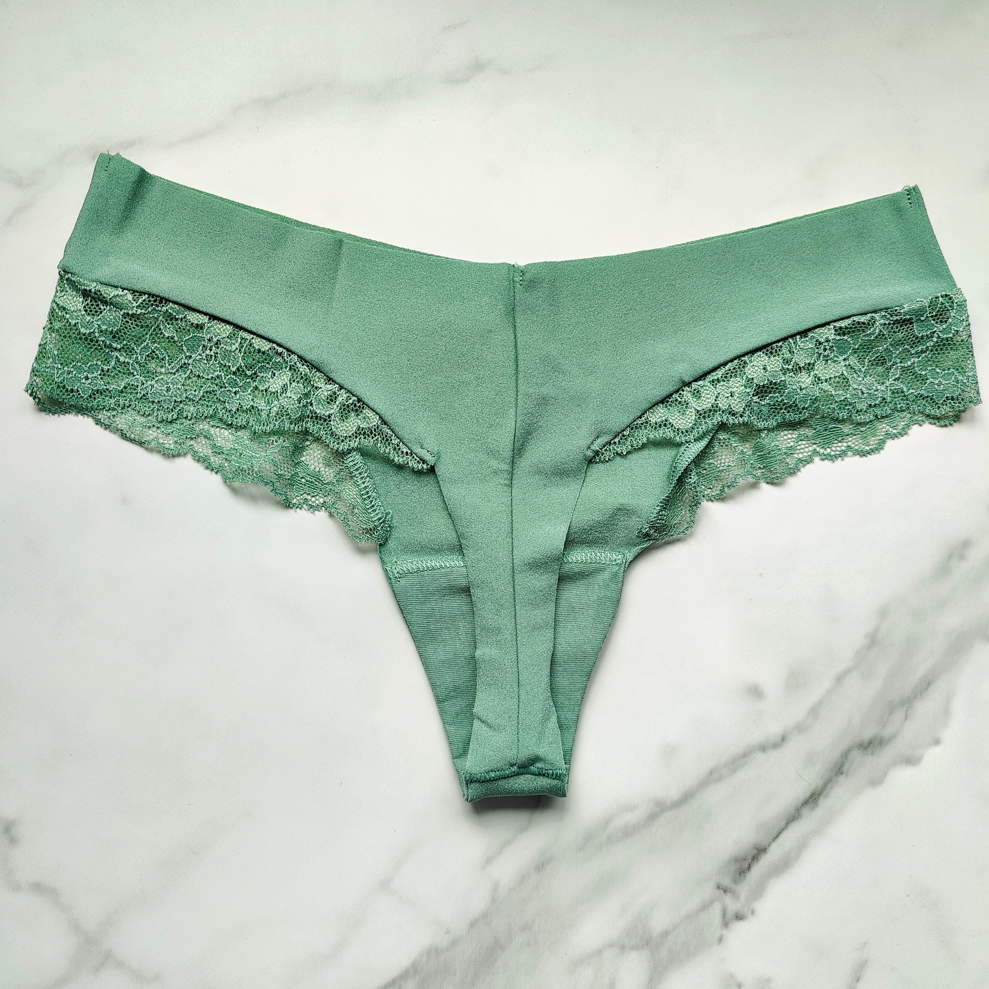 No-Show Lace-Trim Thong Panty