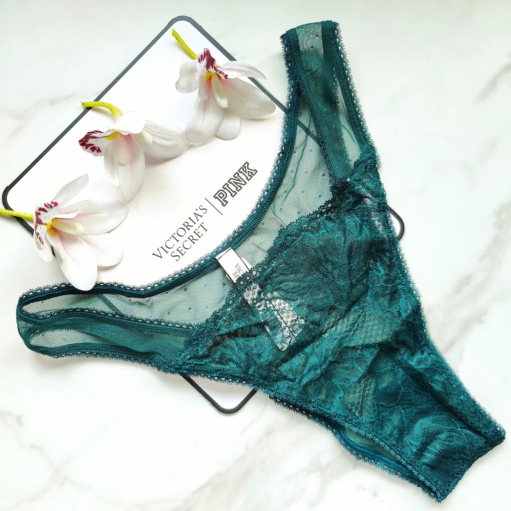 The Lacie Mesh Detail Lace-Front Brazilian Panty