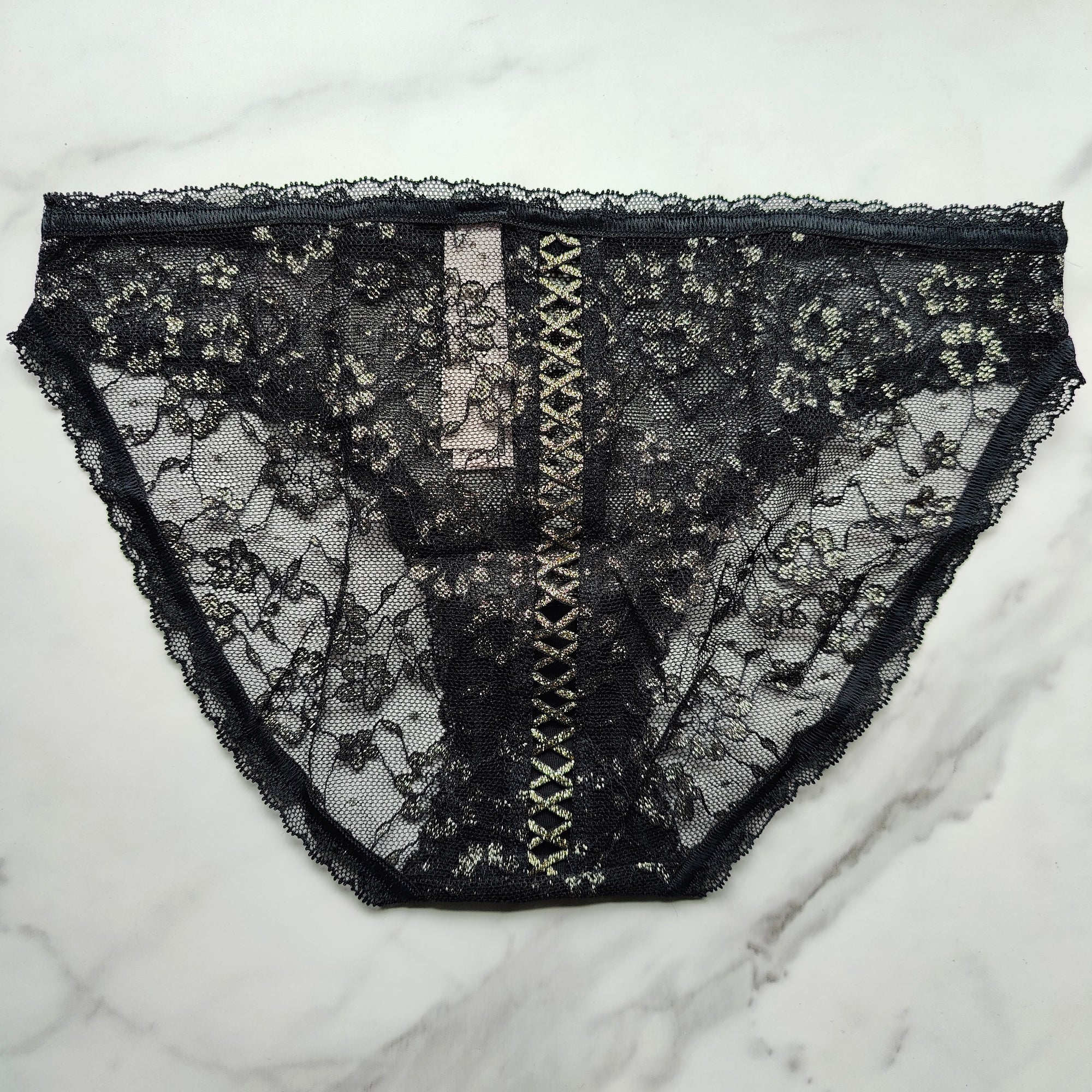 The Lacie Shimmer Lace Lace-Up Bikini Panty
