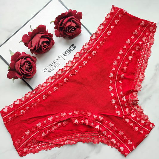 The Lacie Heart Lace-Waist Cotton Cheeky Panty