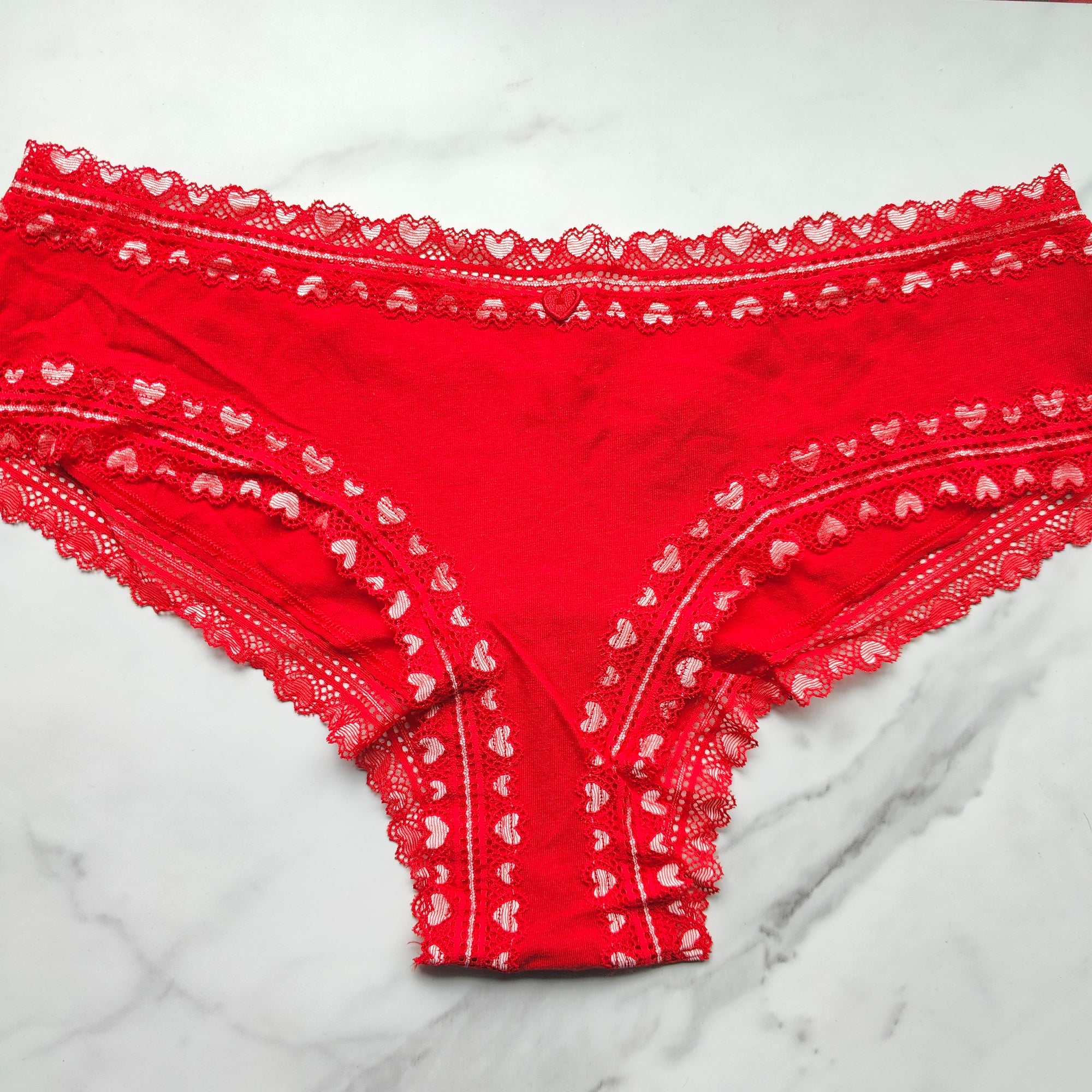 The Lacie Heart Lace-Waist Cotton Cheeky Panty