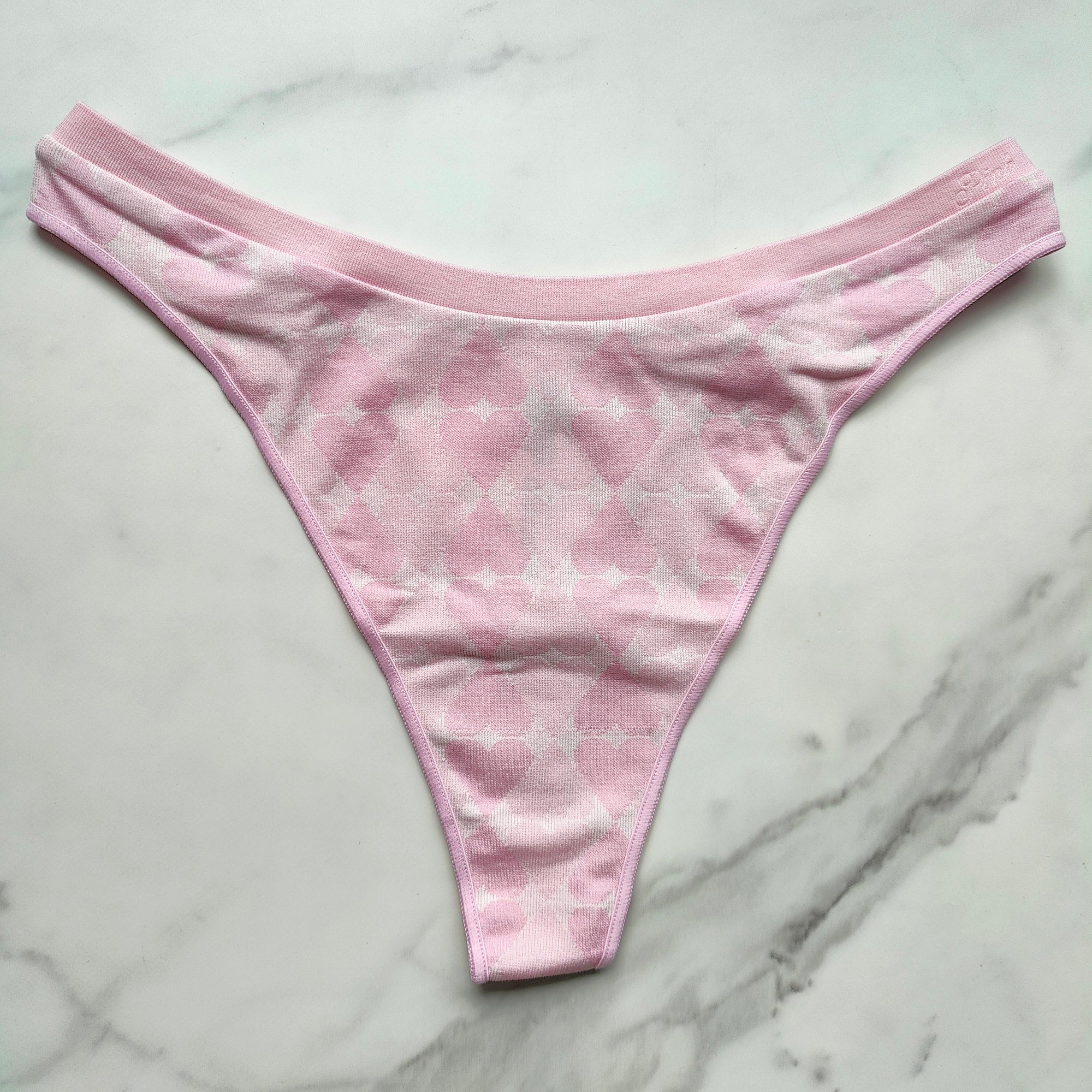 Heart Jacquard Seamless High-Leg Thong Panty