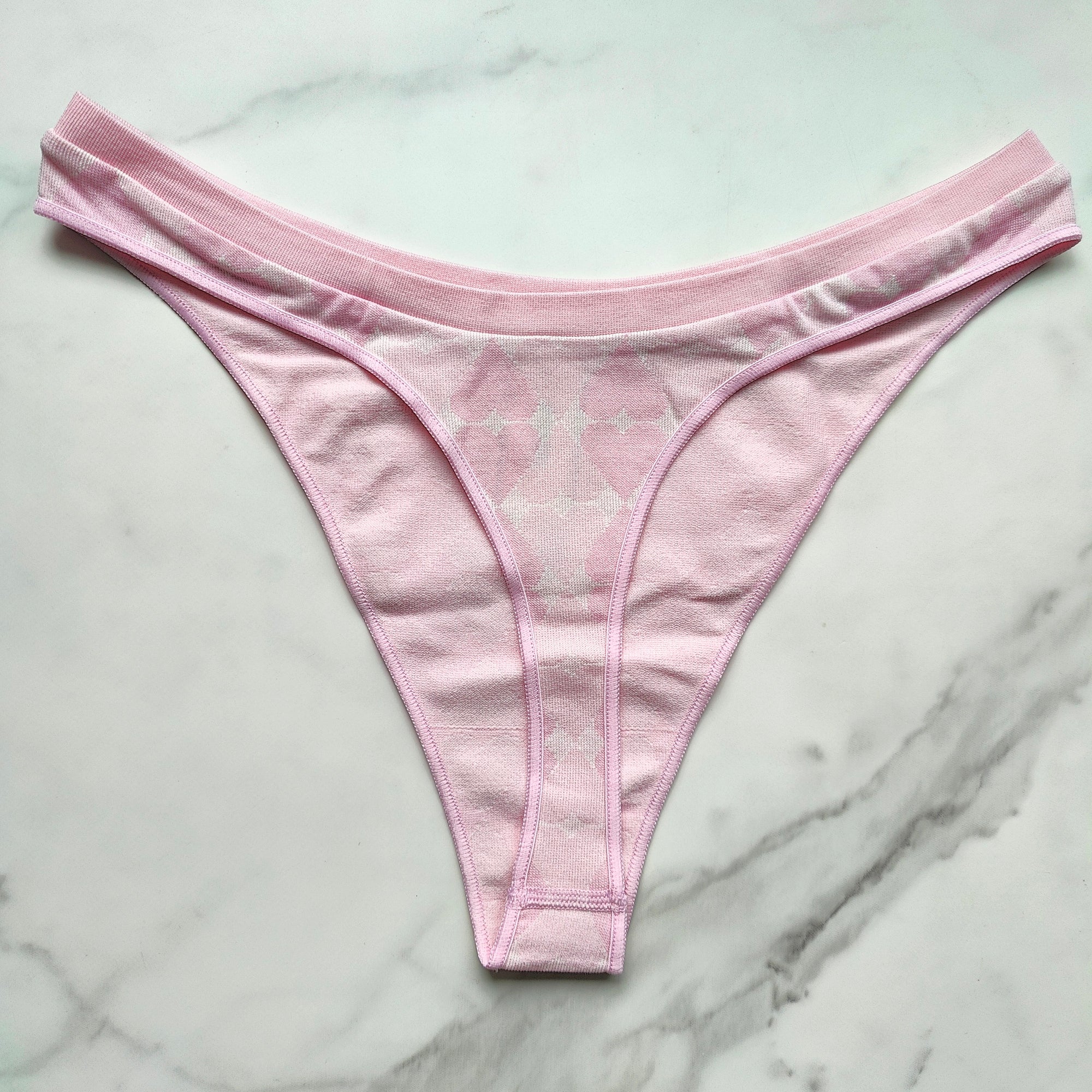 Heart Jacquard Seamless High-Leg Thong Panty