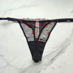 Very Sexy Cherry Embroidery Adjustable String Thong Panty