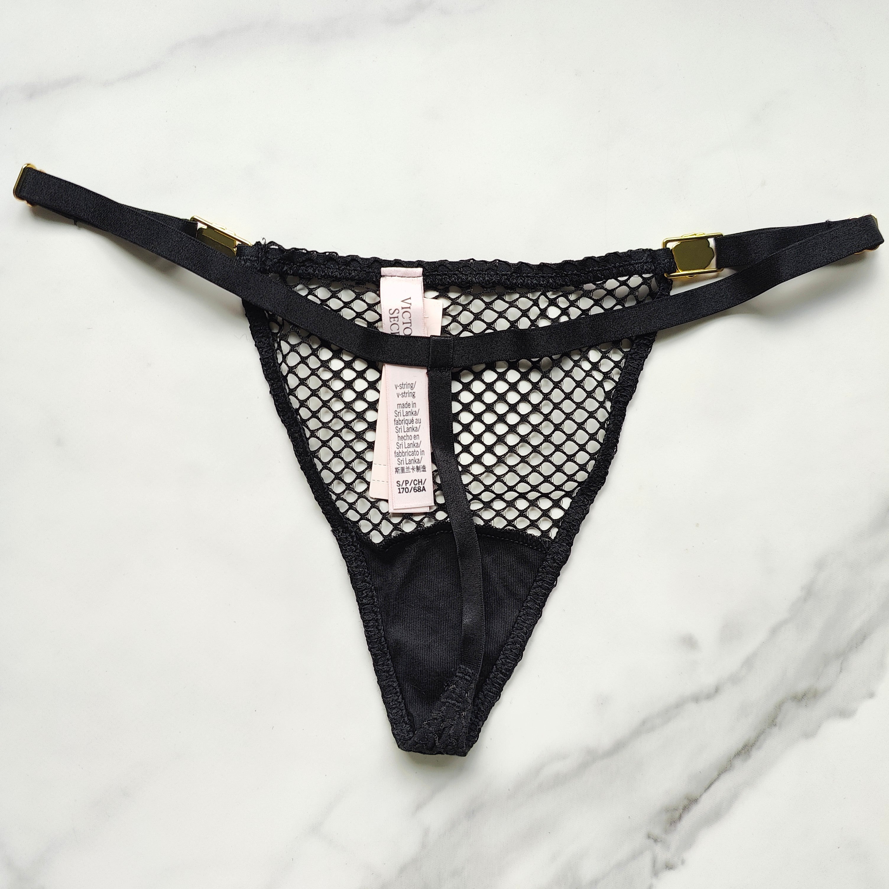 Very Sexy Fishnet Adjustable V-String Panty - Small / Black Very Sexy Fishnet Adjustable V-String Panty - Small / Black