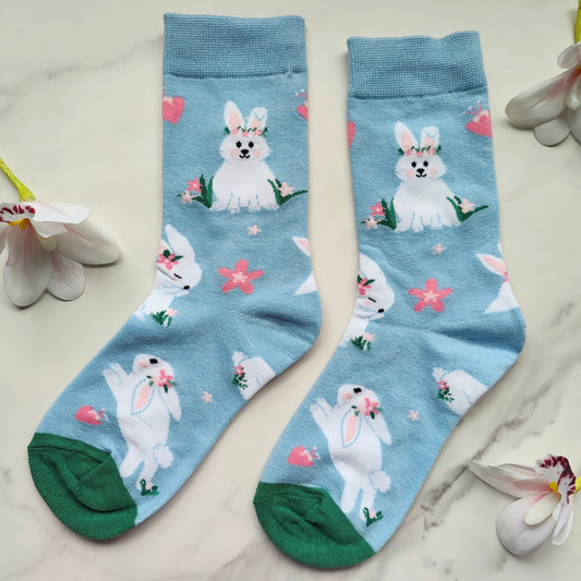 Bunny Bliss Cotton Blend Crew Socks