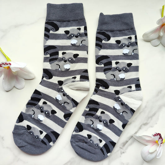 Raccoon Cotton Blend Crew Socks