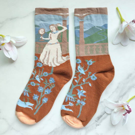 Enchanting Maiden Cotton Blend Crew Socks