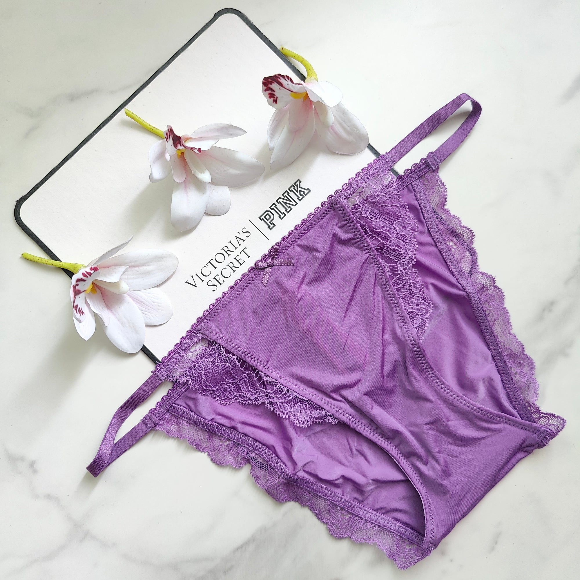 Dream Angels Lace-Trim Smooth String Bikini Panty