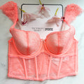Victoria's Secret  Dream Angels Lace Cap-Sleeve Corset Top 