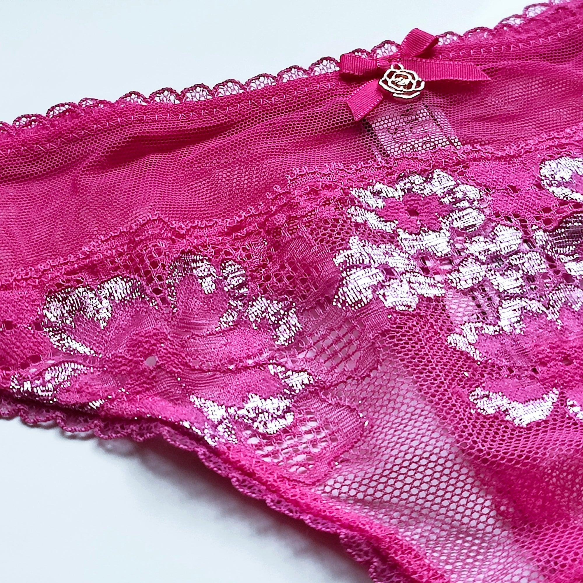 Body By Victoria Shimmer Lace-Front Thong Panty