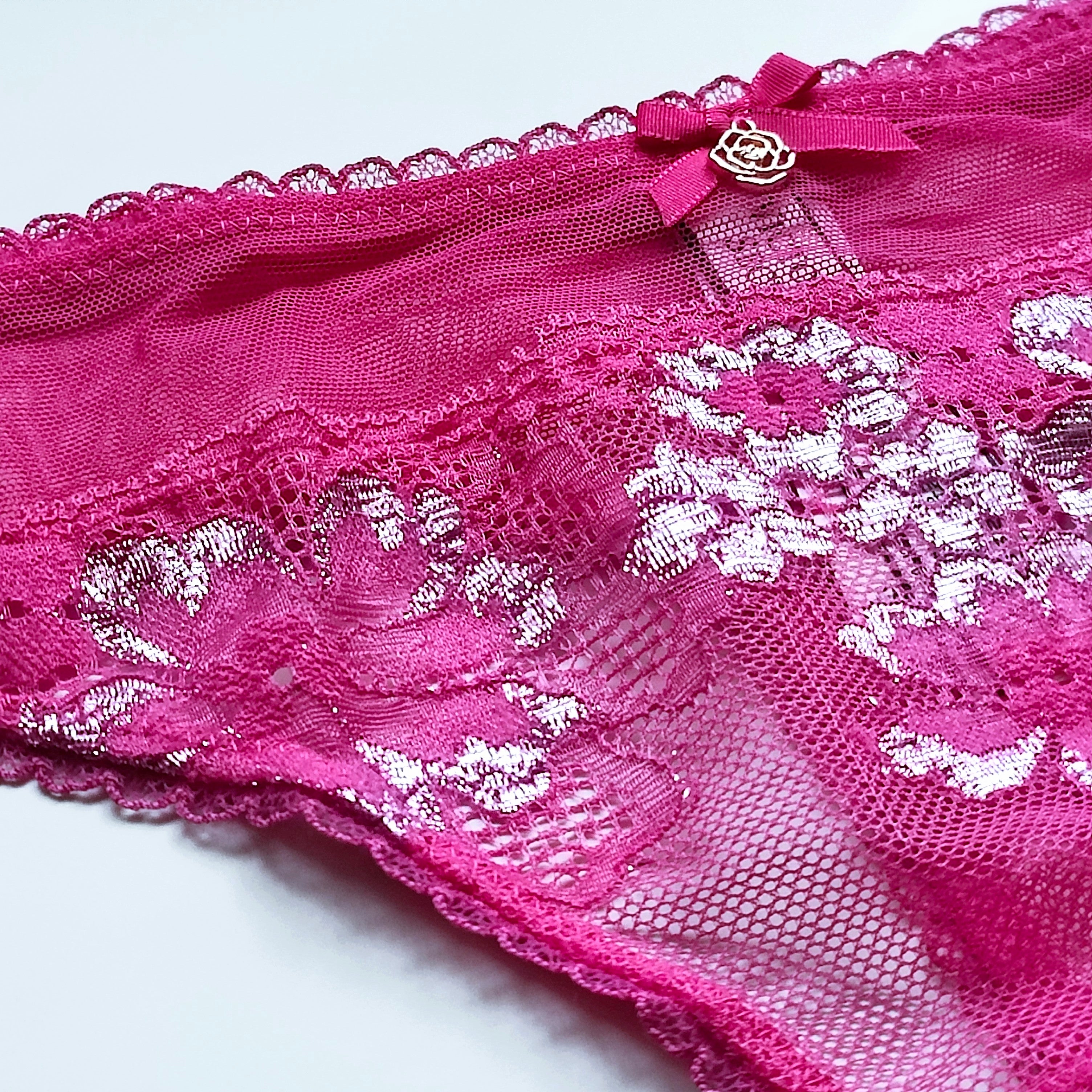 Body By Victoria Shimmer Lace-Front Thong Panty