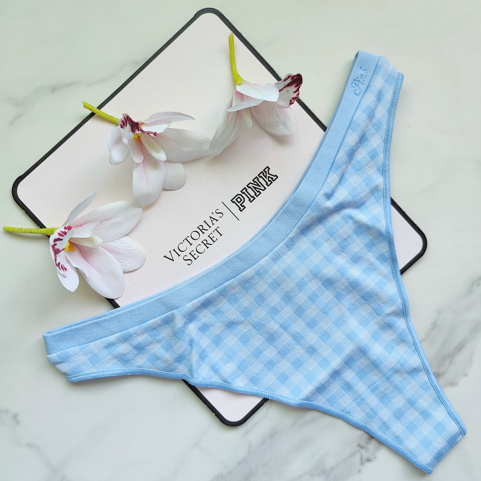 Seamless High-Leg Gingham Thong Panty