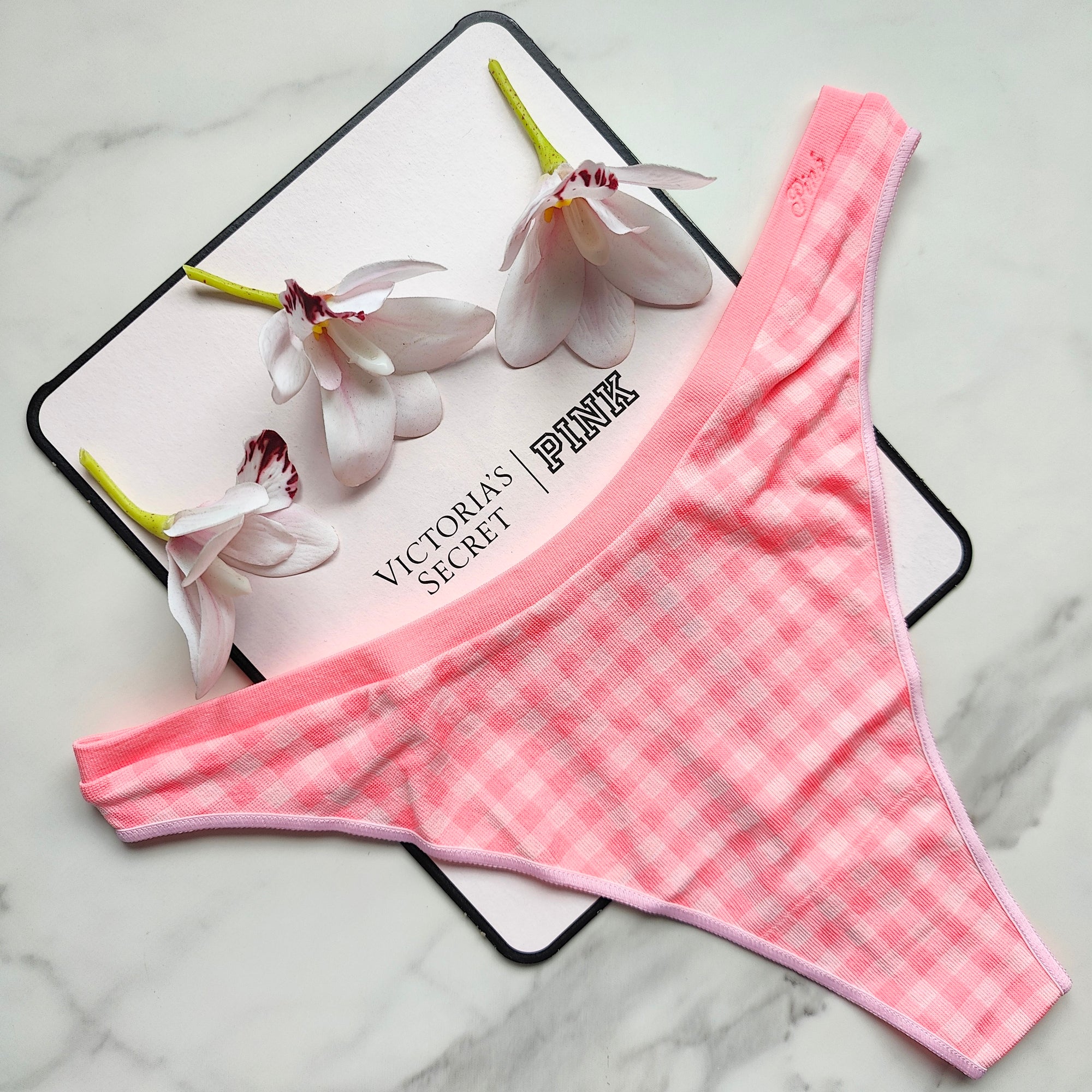 Seamless High-Leg Gingham Thong Panty