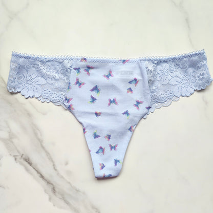 No-Show Lace-Trim Thong Panty