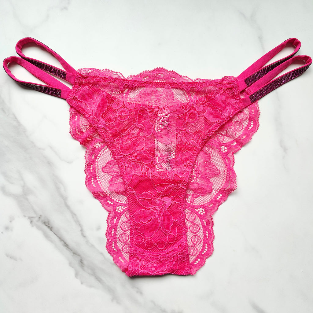 Very Sexy Double Shine Strap Lace Brazilian Panty