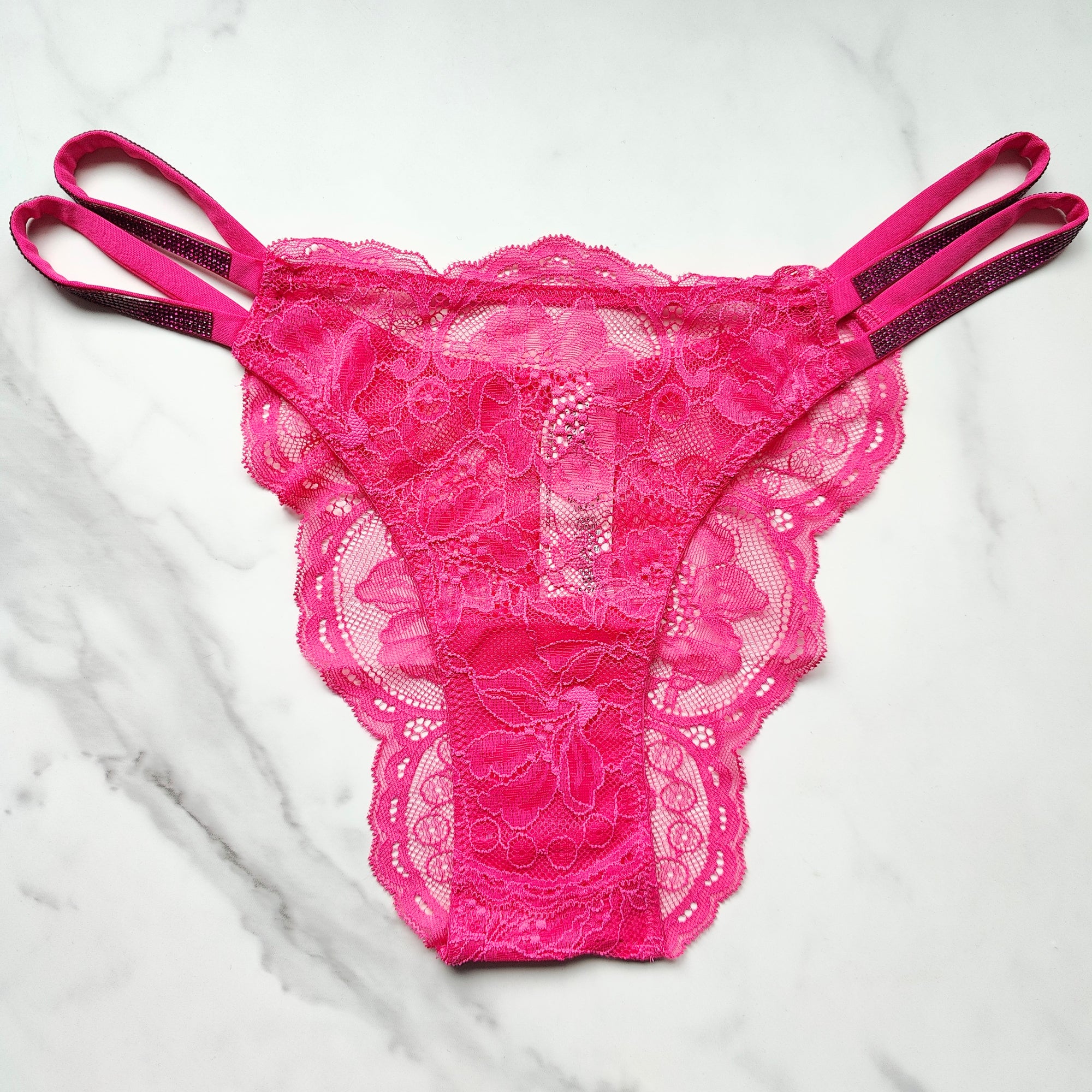 Very Sexy Double Shine Strap Lace Brazilian Panty