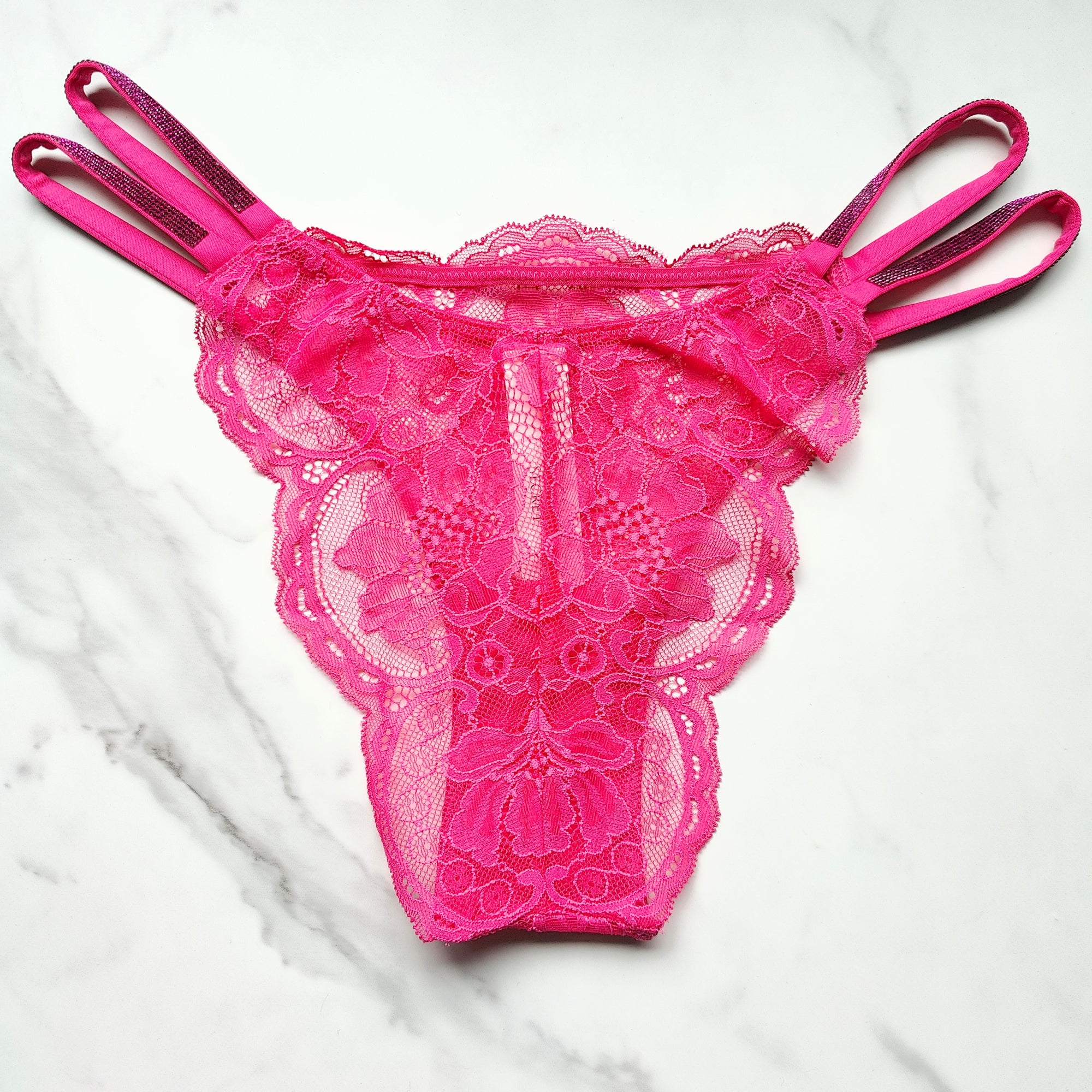 Very Sexy Double Shine Strap Lace Brazilian Panty