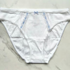 Stretch Cotton Ribbon-Slot Bikini Panty
