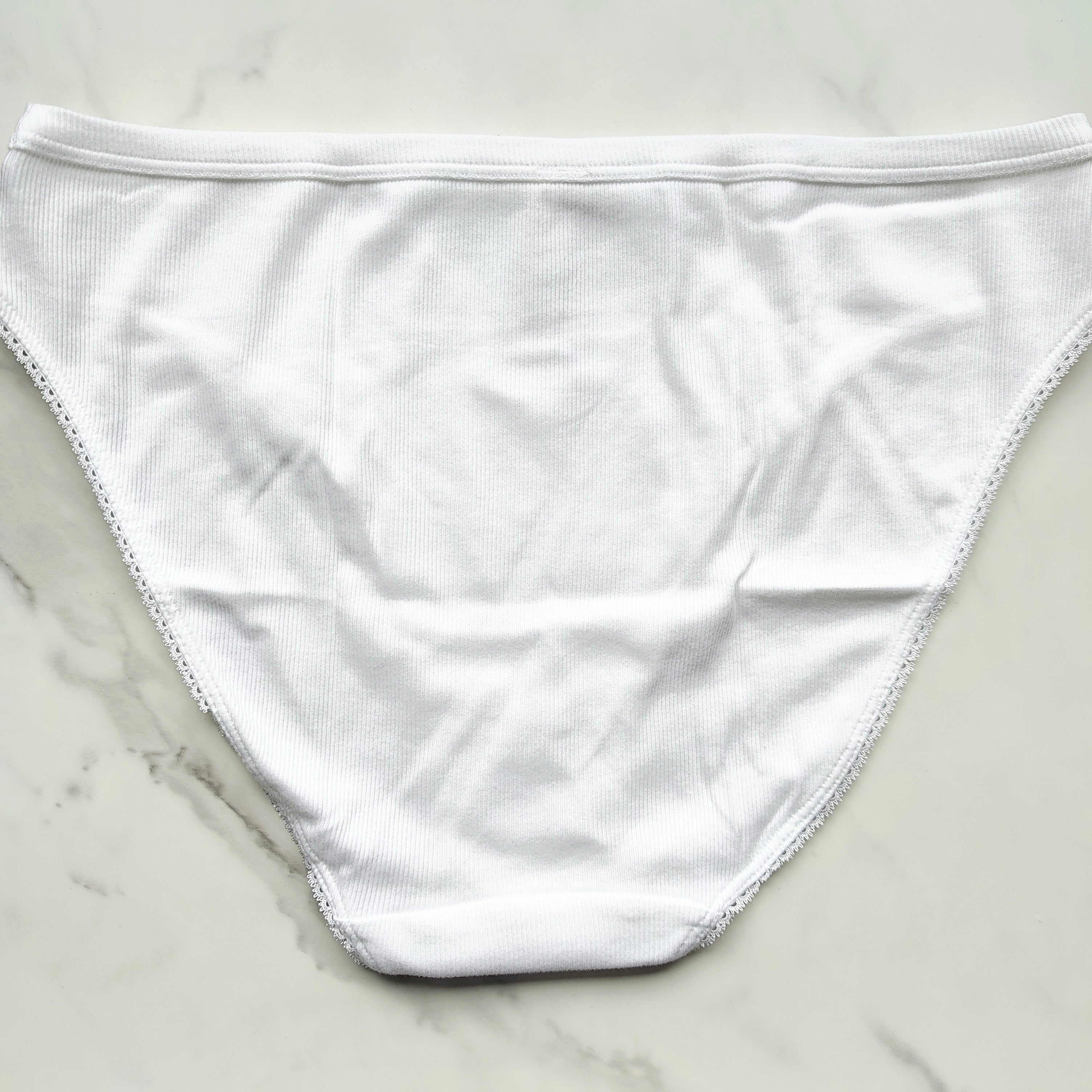 Stretch Cotton Ribbon-Slot Bikini Panty